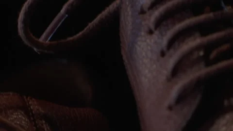 Leather Brown Shoes Stock Footage 136035803