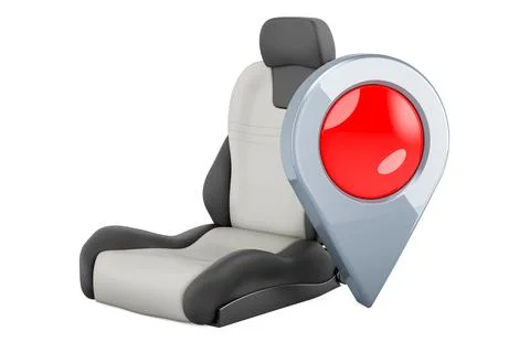 Leather bucket seat auto with map pointer. 3D rendering Illustrazione stock