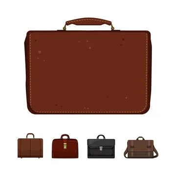 Leather business bag vector illustration collection Stock Illustration