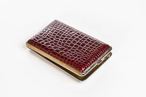 Leather cigarette case on a white background Stock Photos
