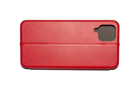 Leather clamshell case for smartphone with stand. Stock Photos