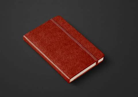 Leather closed notebook isolated on black Stock Photos