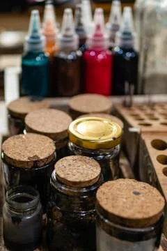 Leather coloring and dye. Stock-Fotos
