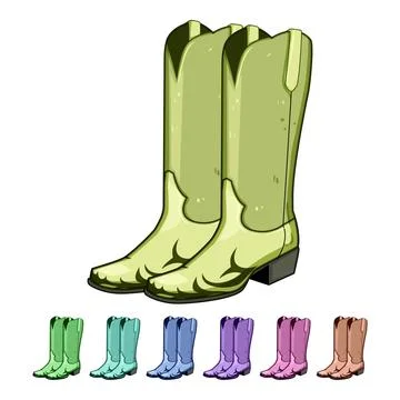 Leather cowboy boots cartoon vector graphic Stock Illustration