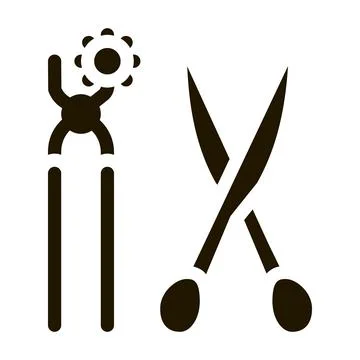 Leather craft scissors and punch tool icon Vector Glyph Illustration Stock Illustration