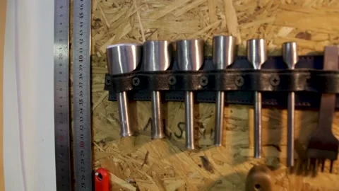 Leather craft tool rack Stock-Footage 154361055