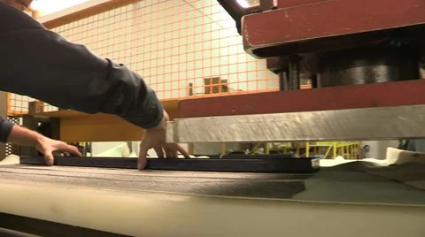 Leather cutting machine Stock Footage 22413843