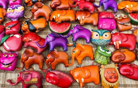 Leather doll keychain Foto stock