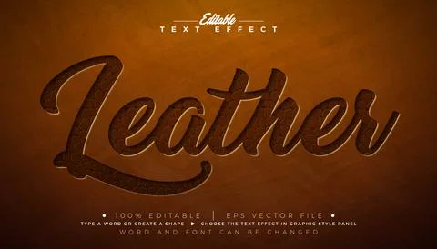 Leather Editable Text Effect Design Vector Graphic Style with Vintage Cut O.. イラスト素材