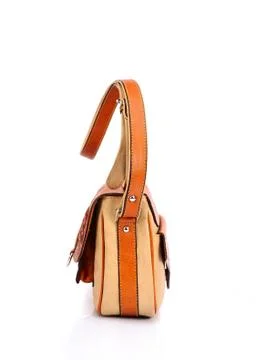 Leather female bag on a white background Stock Photos