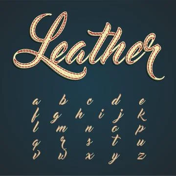 Leather font lowercase characters, vector Stock Illustration