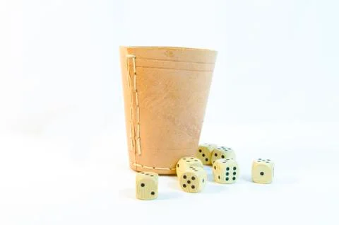 Leather glass with cubes Stock Photos