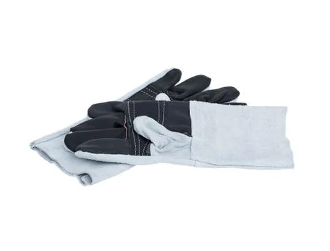 Leather gloves on white Stock Photos