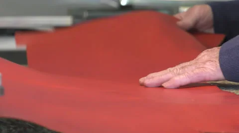Leather goods master craftsman at work Stock Footage 61151500