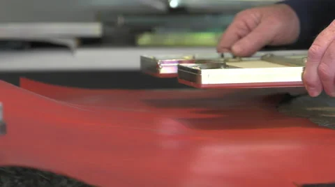 Leather goods master craftsman at work Stock Footage 61152182