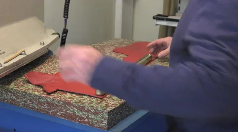 Leather goods master craftsman at work Stock Footage 61154462