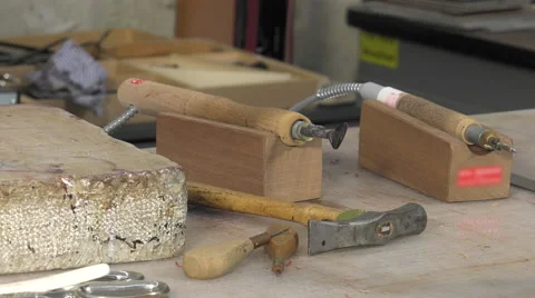 Leather goods master craftsman at work Stock Footage 61156081