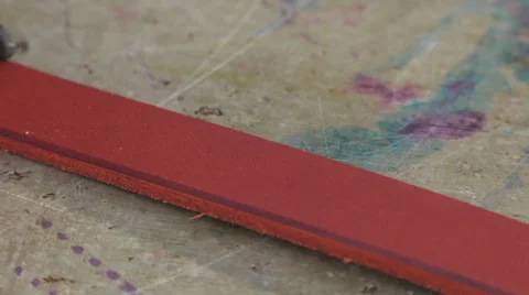 Leather goods master craftsman at work Stock Footage 61157167