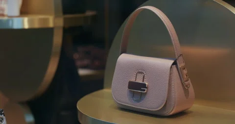 Leather Handbag Display in Store Stock Footage 336030155