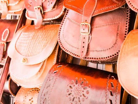 Leather handbags Stock Photos