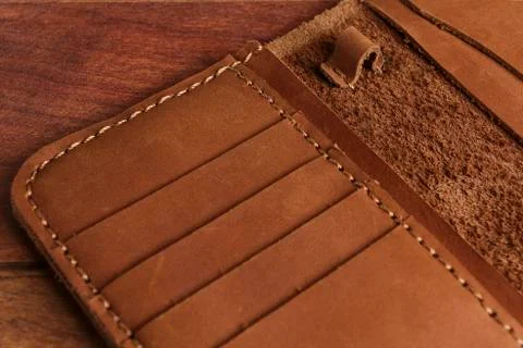 Leather handmade, tablet case, wallet Stock Photos