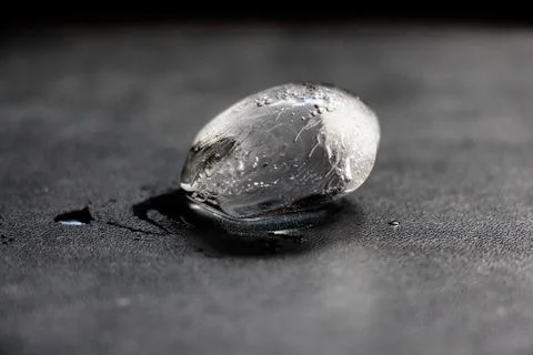 Leather, ice, surface, melts, piece, drops, one Stock Photos