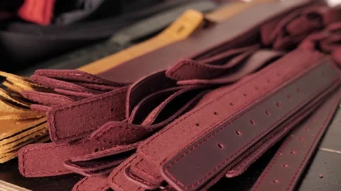 Leather items, part for leather goods Stock Footage 155999065