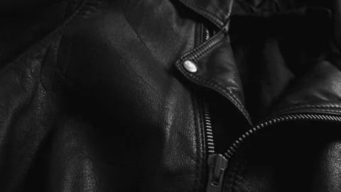 Leather jacket close up with details Video stock 263466045