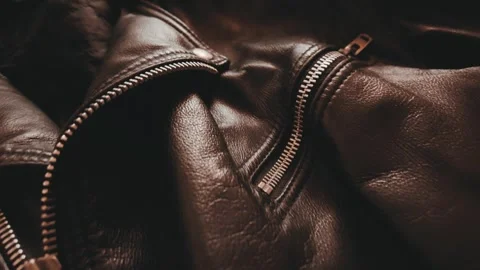 Leather jacket close up with details Video stock 263466143