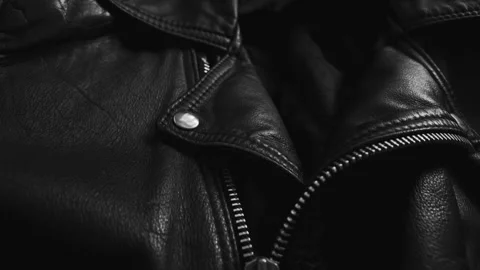 Leather jacket close up with details Video stock 263466152