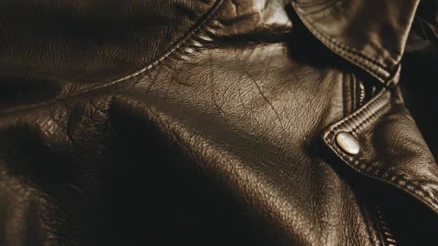 Leather jacket close up with details Video stock 263466620