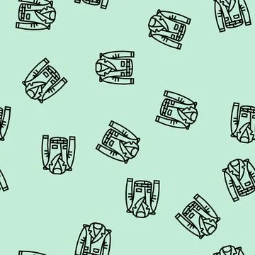 Leather jacket clothes line seamless pattern Stock Illustration