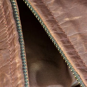 Leather jacket zipper Stock Photos