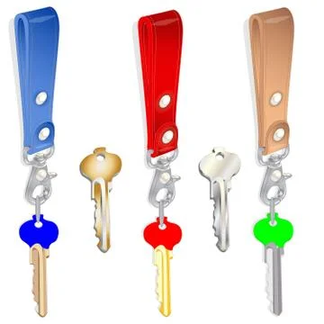Leather key chain isolated Stock Illustration