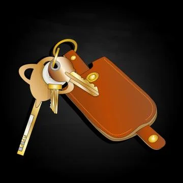 Leather key chain isolated Stock Illustration