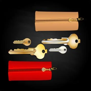 Leather key chain isolated Stock Illustration