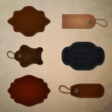 Leather labels collection Ilustração Stock