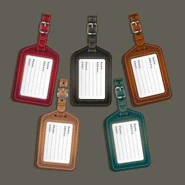 Leather luggage tags labels. Vector illustration Stockillustratie