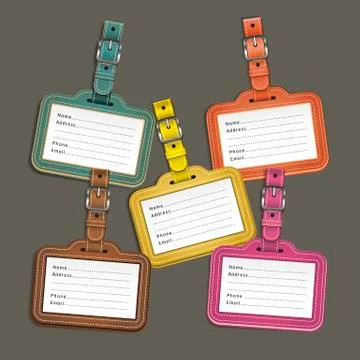 Leather luggage tags labels. Vector illustration Stock Illustration