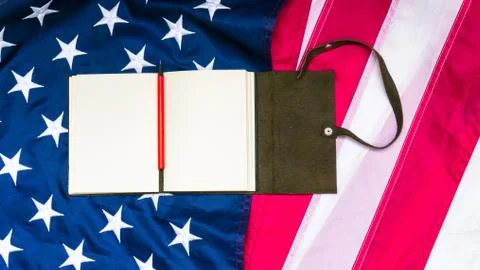 Leather note on US Flag Stock Photos