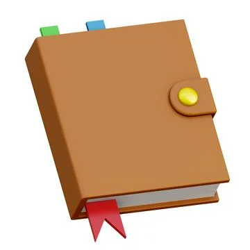 Leather notebook with bookmarks. Office notebook of important numbers. イラスト素材