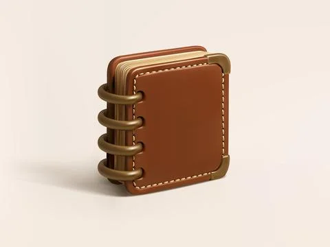 Leather Notebook with Metal Rings vector 3d icon Illustrazione stock
