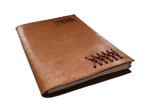 Leather notebook movable cover Foto stock