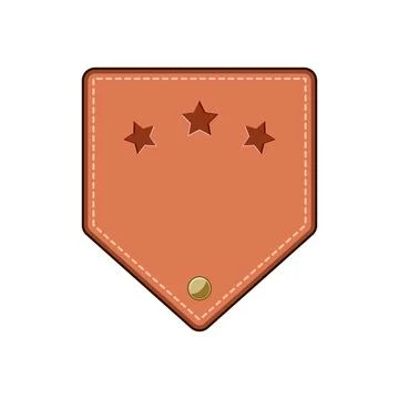 Leather patch badge showing three stars and rivet Stock Illustration