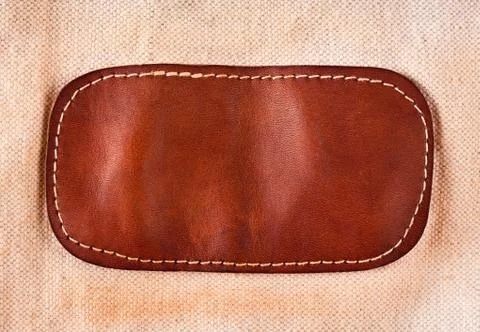 Leather patch linen cloth Stock Photos