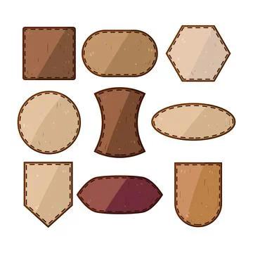 Leather patch set cartoon vector illustration Stock Illustration