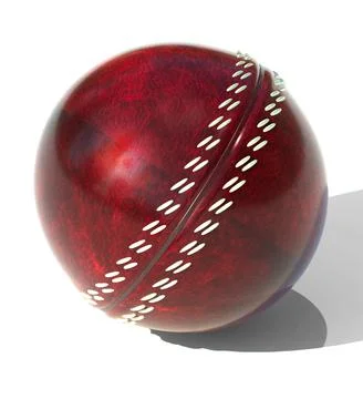 Leather red cricket ball 3d render illustration Stock Illustration