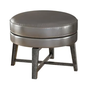 Leather round black stool on a white background. 3d rendering Stock Illustration