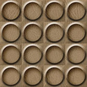 Leather rounded abstract blocks stacked for seamless background, surface beig Stock Illustration