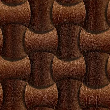 Leather rounded blocks stacked for seamless background, surface brown leather Stockillustratie